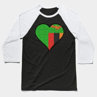 Zambian Jigsaw Puzzle Heart Design - Gift for Zambian With Zambia Roots Baseball T-Shirt